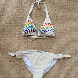 Billabong white & rainbow logo bikini